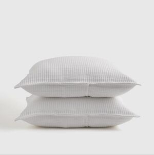 Quince 100% Organic Ribbed Cotton Standard Size White 2 Sham Set